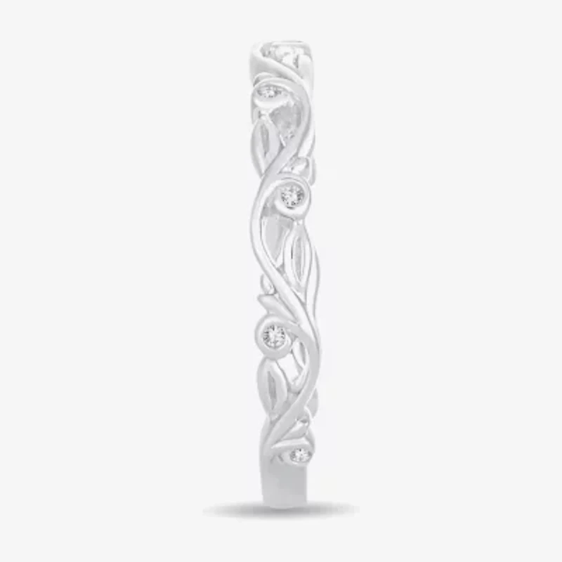 Diamond-Accent Wedding Band 10K or 14K White Gold