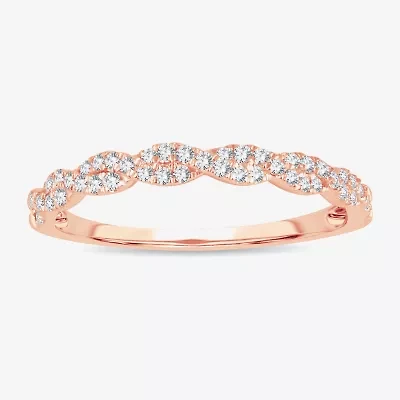 Signature By Modern Bride Womens 1/5 CT. Natural White Diamond 14K Rose Gold Wedding Band