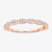 Signature By Modern Bride Womens 1/5 CT. Natural White Diamond 14K Rose Gold Wedding Band
