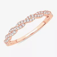 Signature By Modern Bride Womens 1/5 CT. Natural White Diamond 14K Rose Gold Wedding Band