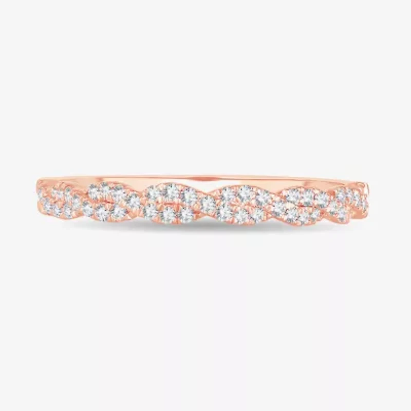 Signature By Modern Bride Womens 1/5 CT. Natural White Diamond 14K Rose Gold Wedding Band