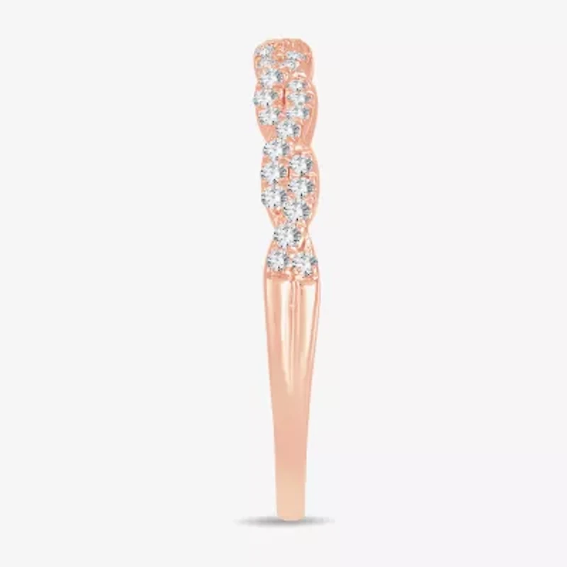 Signature By Modern Bride Womens 1/5 CT. Natural White Diamond 14K Rose Gold Wedding Band