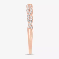 Signature By Modern Bride Womens 1/5 CT. Natural White Diamond 14K Rose Gold Wedding Band