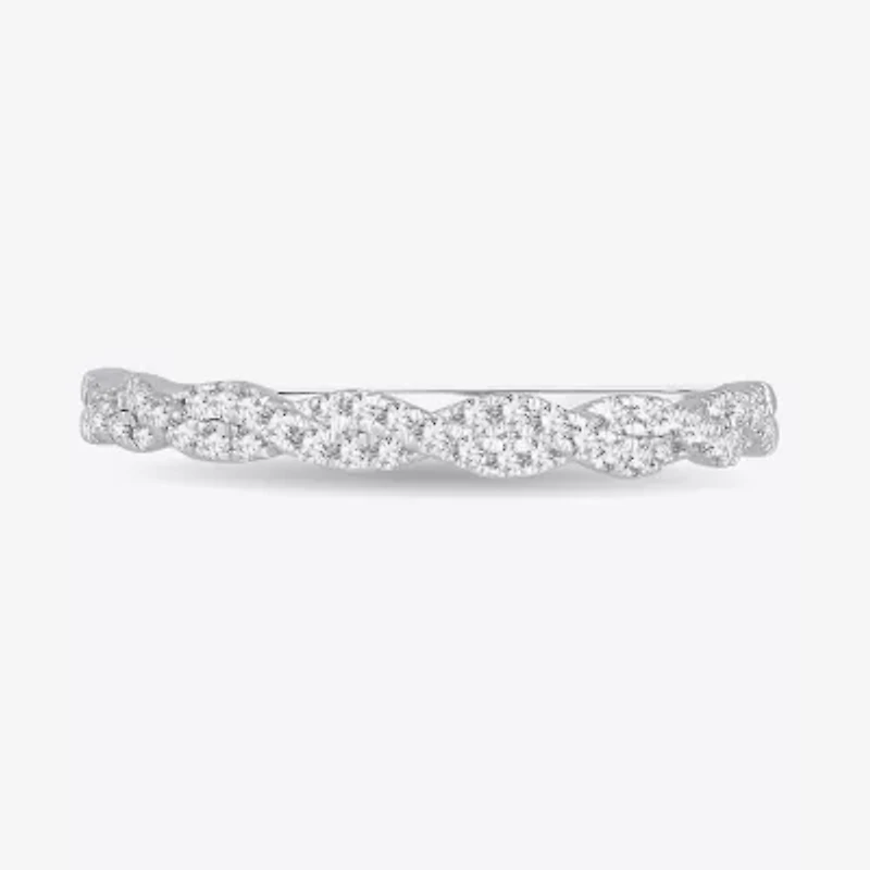 1/5 CT.T.W. Natural Diamond 10K or 14K White Gold Wedding Band