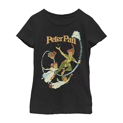 Little & Big Kid Girls Crew Neck Short Sleeve Regular Fit Peter Pan Tinker Bell Graphic T-Shirt