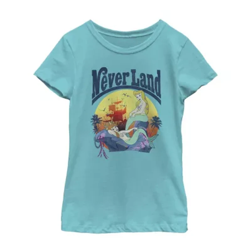 Little & Big Kid Girls Crew Neck Short Sleeve Regular Fit Peter Pan Tinker Bell Graphic T-Shirt