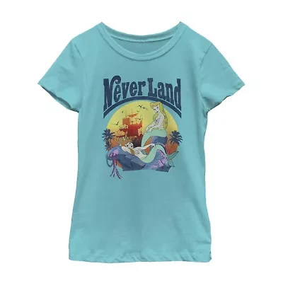 Little & Big Kid Girls Crew Neck Short Sleeve Regular Fit Peter Pan Tinker Bell Graphic T-Shirt