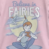 Little & Big Kid Girls Crew Neck Short Sleeve Slim Fit Peter Pan Graphic T-Shirt