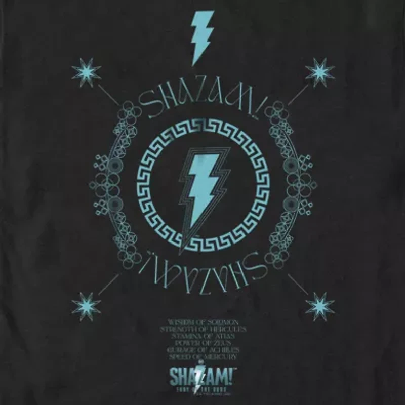 Mens Crew Neck Short Sleeve Shazam Graphic T-Shirt