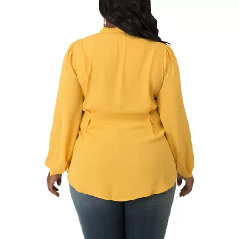 Poetic Justice Plus Womens Long Sleeve Blouse