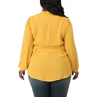 Poetic Justice Plus Womens Long Sleeve Blouse