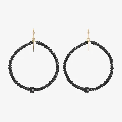 Mixit Gold Tone Womens Black Glass Round Drop Earrings
