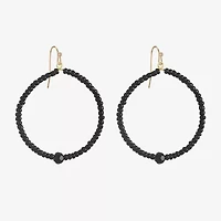 Mixit Gold Tone Womens Black Glass Round Drop Earrings