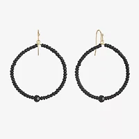 Mixit Gold Tone Womens Black Glass Round Drop Earrings