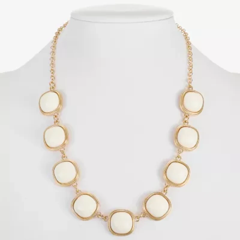 Monet Jewelry Womens Green 17 Inch Collar Necklace