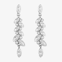 Monet Jewelry Timeless Silver Tone Linear Womens Simulated Pearl Hypoallergenic Drop Earrings
