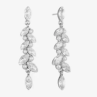 Monet Jewelry Timeless Silver Tone Linear Womens Simulated Pearl Hypoallergenic Drop Earrings