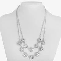 Monet Jewelry Timeless Silver Tone Layered Womens Glass 18 Inch Strand Necklace