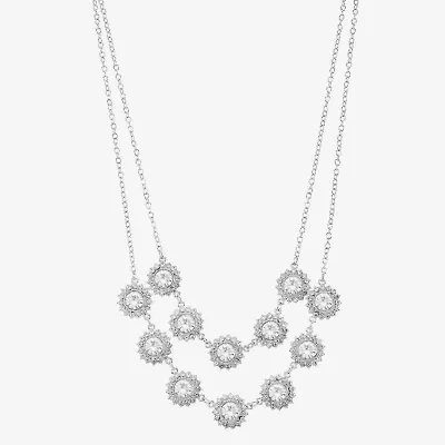 Monet Jewelry Timeless Silver Tone Layered Womens Glass 18 Inch Strand Necklace