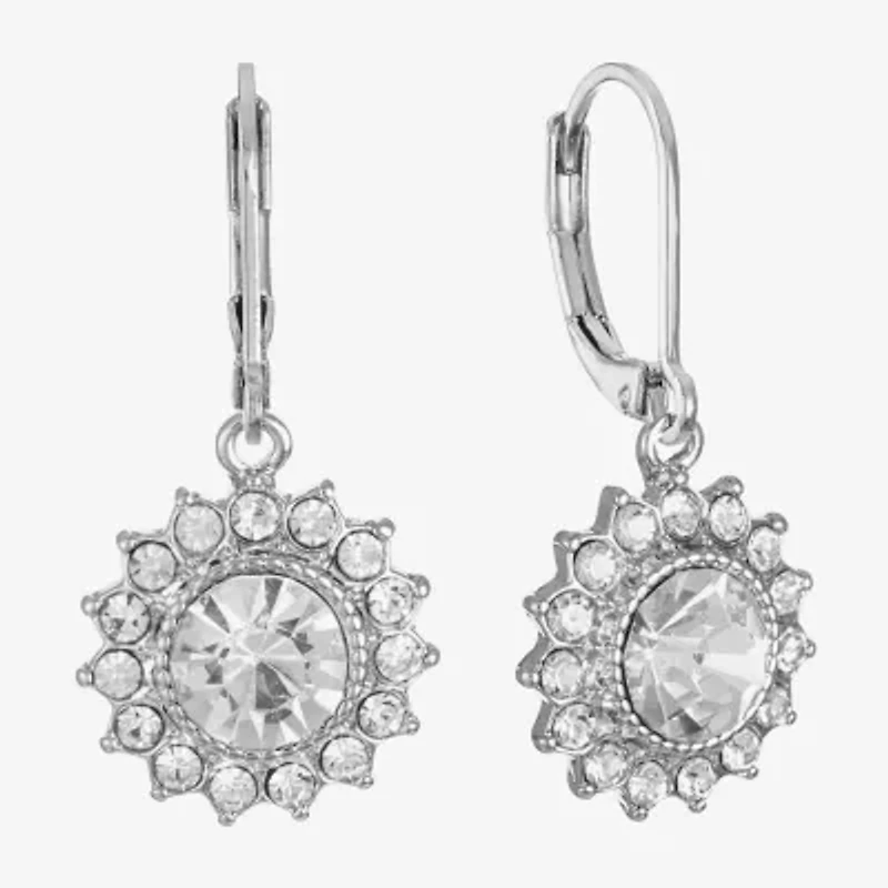 Monet Jewelry Timeless Silver Tone Womens Glass Round Drop Earrings