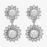 Monet Jewelry Timeless Silver Tone Double Womens Glass Round Hypoallergenic Drop Earrings