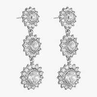 Monet Jewelry Timeless Silver Tone Linear Womens Glass Round Hypoallergenic Drop Earrings