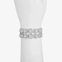 Monet Jewelry Timeless Silver Tone Thick Womens Glass Round Stretch Bracelet