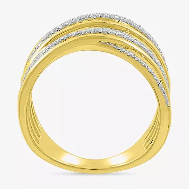 Limited Quantities! Womens 16MM 1/2 CT. T.W. Natural White Diamond 10K Gold Crossover Band