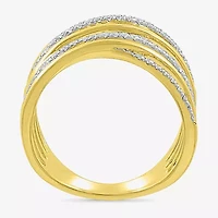 Limited Quantities! Womens 16MM 1/2 CT. T.W. Natural White Diamond 10K Gold Crossover Band