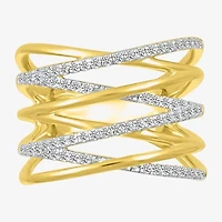 Limited Quantities! Womens 1/2 CT. T.W. Natural White Diamond 10K Gold Crossover Cocktail Ring