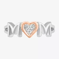 Limited Quantities! "Mom" Womens Diamond Accent Natural White Diamond 10K Rose Gold Sterling Silver Band