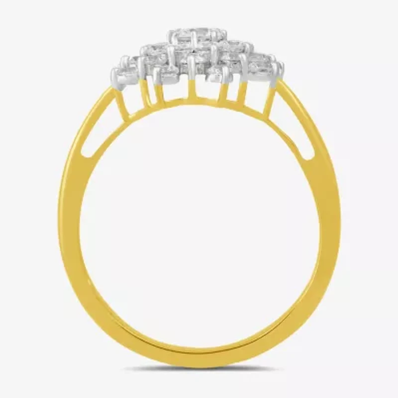 Womens CT. T.W. Lab Grown White Diamond 10K Gold Cocktail Ring