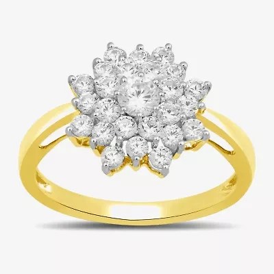 Womens 1 CT. T.W. Lab Grown White Diamond 10K Gold Cocktail Ring