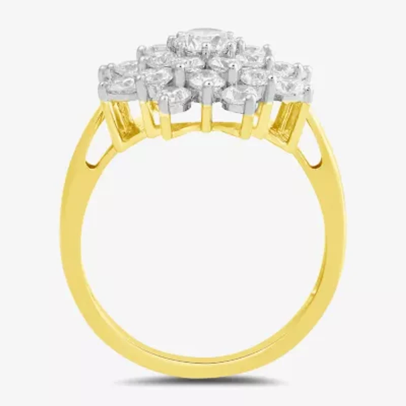 Womens 2 CT. T.W. Lab Grown White Diamond 10K Gold Cocktail Ring