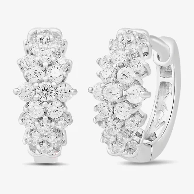 Womens 1/2 CT. T.W. Lab Grown White Diamond Sterling Silver 11.1mm Hoop Earrings