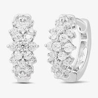 Womens 1/2 CT. T.W. Lab Grown White Diamond Sterling Silver 11.1mm Hoop Earrings