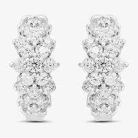 Womens 1/2 CT. T.W. Lab Grown White Diamond Sterling Silver 11.1mm Hoop Earrings