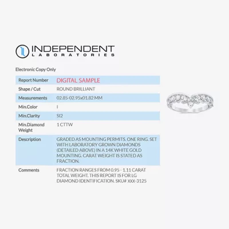 (I / Si2) Womens 1 CT. T.W. Lab Grown White Diamond 14K Gold Wedding Band