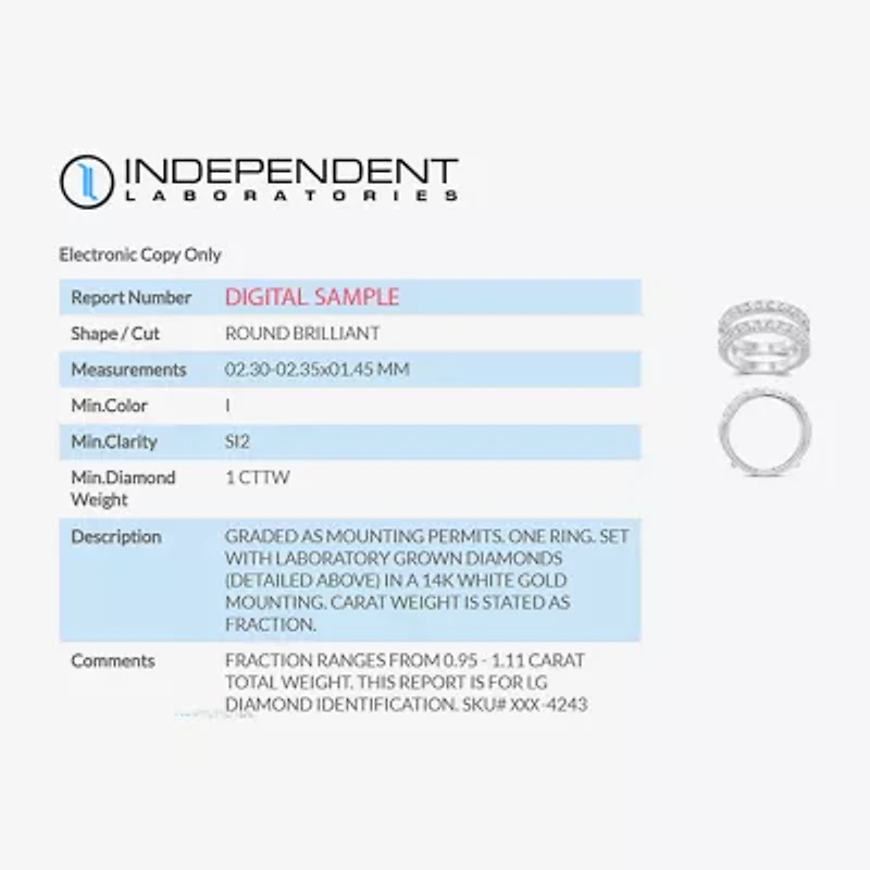 (I / Si2) Womens 1 CT. T.W. Lab Grown White Diamond 14K Gold Band