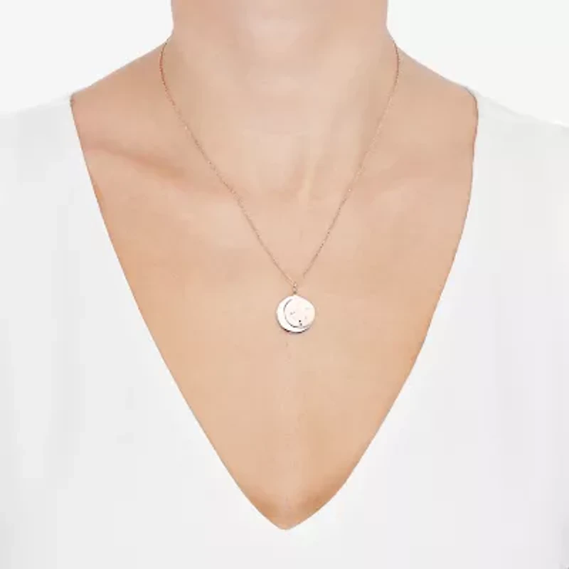 Limited Quantities! Libra Womens Lab Created White Crystal 14K Rose Gold Over Silver Circle 20 Inch Pendant Necklace