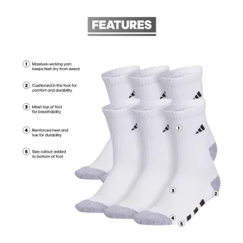 adidas Boys 6 Pair Crew Socks