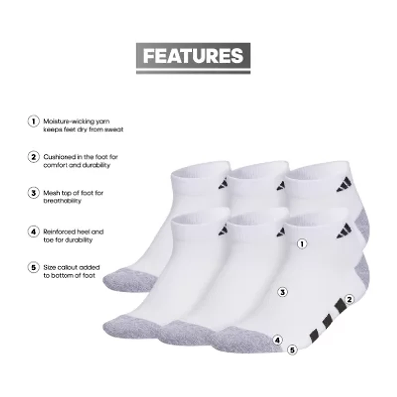 adidas Little & Big Kid Boys 6 Pair Low Cut Socks