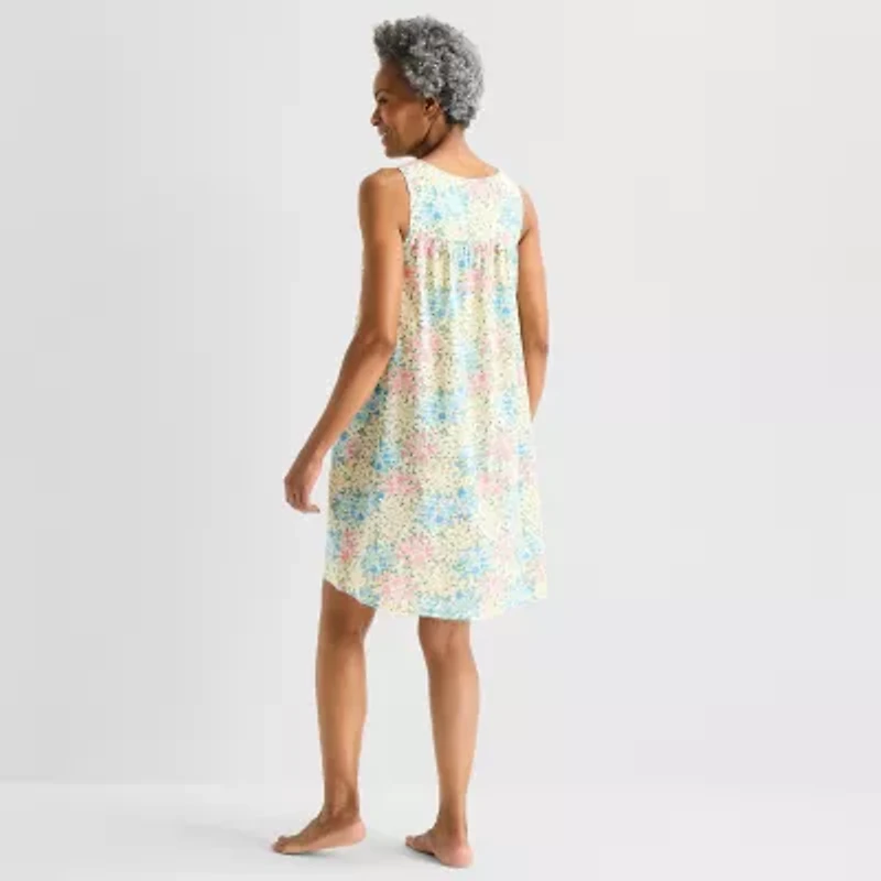 Adonna Womens Poplin Scoop Neck Nightgown