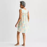 Adonna Womens Poplin Scoop Neck Nightgown