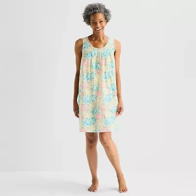 Adonna Womens Poplin Scoop Neck Nightgown