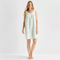 Adonna Womens Poplin Scoop Neck Nightgown