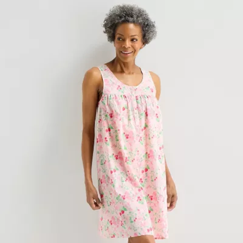 Adonna Womens Poplin Scoop Neck Nightgown