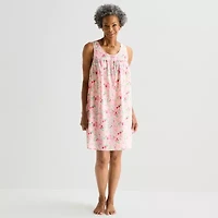 Adonna Womens Poplin Scoop Neck Nightgown