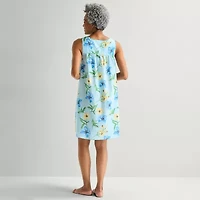 Adonna Womens Poplin Scoop Neck Nightgown