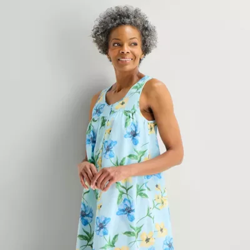 Adonna Womens Poplin Scoop Neck Nightgown